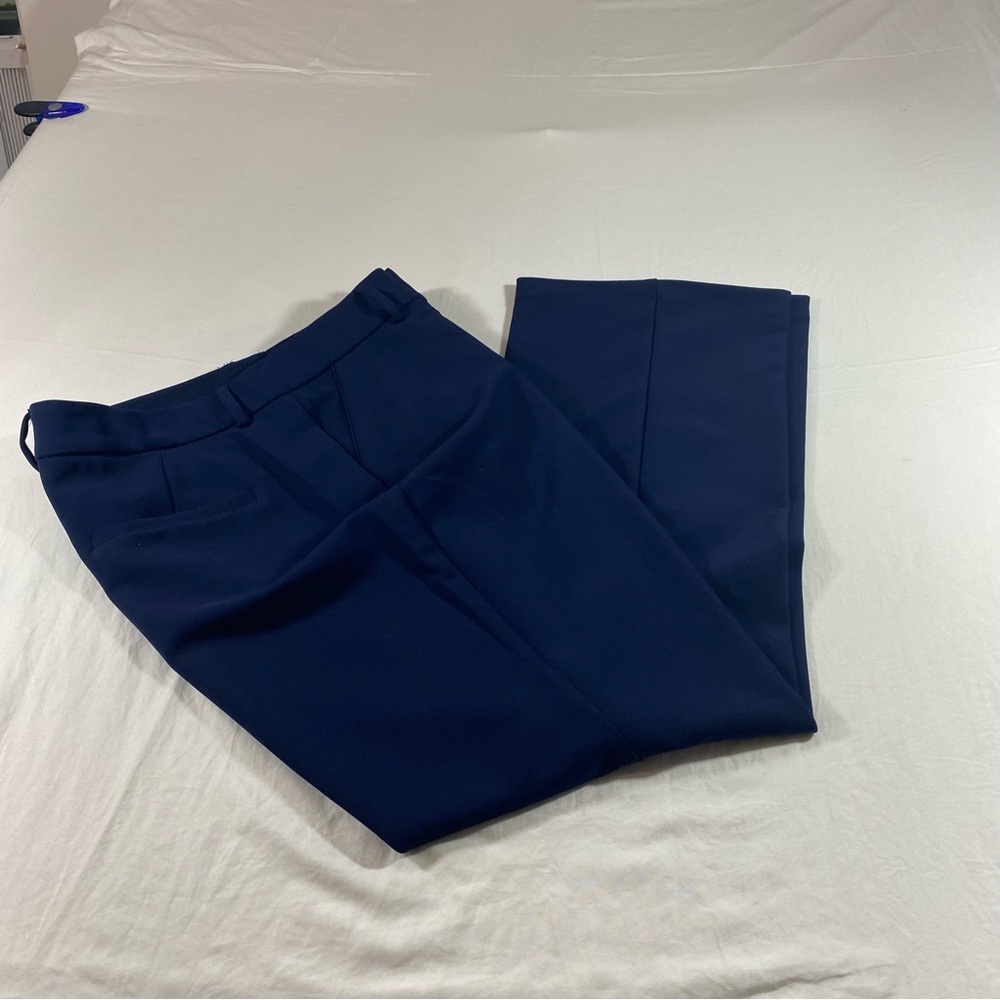 Investments Wide Leg Navy Slacks High Rise 14 Short Pocket Business Casual Pants